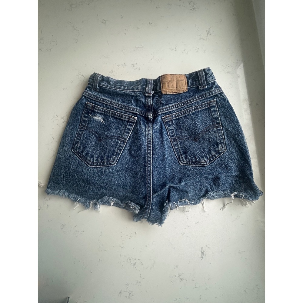 Vintage Levis 501 High Waisted Denim Cut Off Shorts Medium Wash‎ Made in USA 11 - Picture 2 of 6